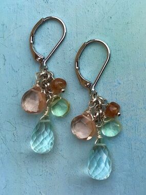 Sundance Charm Sterling Silver earrings aquamarine morganite prasiolite